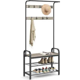 VASAGLE Garderobenständer HSR400B02 Graubraun und Schwarz