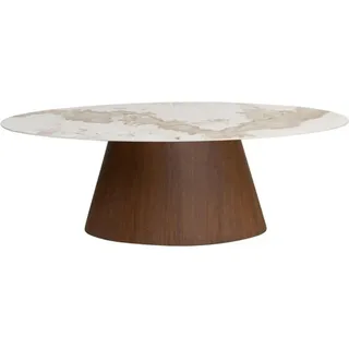 Esstisch Ellipse 220*110cm aus Keramik - Marmor - Beige