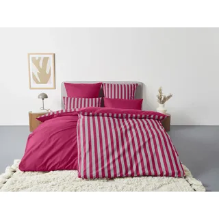 OTTO home Greta Gestreift Baumwolle Beere 135 x 200 cm + 2 x 40 x 80 cm