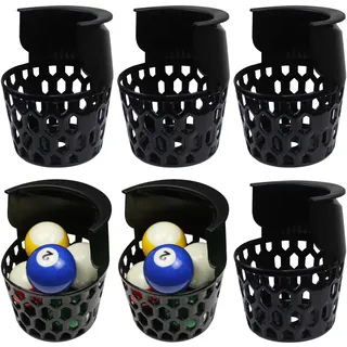 6pcs Pool Table Pockets, Plastic Web Billiard Baskets, Black Snooker Net Bag fits Standard 7/8/9 Foot Table (Set of 6) (5in x 6.5in)