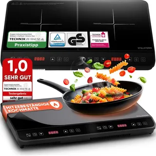 STILLSTERN Doppel-Induktionskochplatte 3600 W – 2 Zonen, Timer, Touch