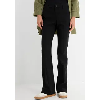 bonprix Stretch-Hose aus Viskose, mit Bootcut-Design, Regular Fit, mit Gürtelschlaufen, schwarz
