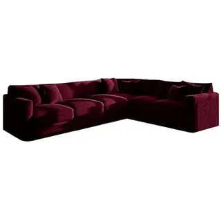 KYJSW Ecksofa üBerzug Stretch Samt (Weinrot,Large 6 Seat-3C2 9 PCS) | Sofabezug L Form 1/5/6/7 Sitzer Sofa üBerzug Anti-Rutsch Waschbar Elastischer Sofahusse Für Wohnzimmer