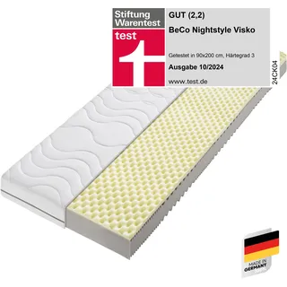 Beco "Nightstyle Visko Matratze 90x200, 100x200, 140x200 cm", 17 cm hoch Raumgewicht: 28 kg/m3 1 Stk. tlg. Matratze, 90x200 cm (H3) von Stiftung Warentest getestet,