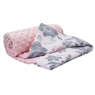 Medi Partners Babydecke Baby Decke Neugeborenen - Kuscheldecke Geschenk Babydecken 75x100cm für Kleinkinder Mädchen Krabbeldecke Kinderbett Kinderwagen 100% Baumwolle (Berry mit rosa Minky)