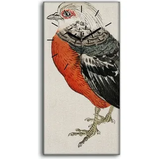 Wandbild Leinwand Bilder mit Uhr 30x60 Malerei Asiatische Tier Vogel Kunst - schwarze Hände - Weiß