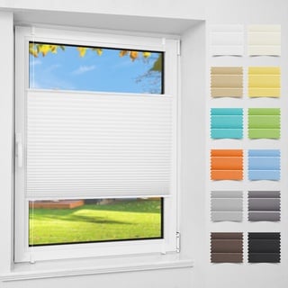 Atlaz Plissee Klemmfix ohne Bohren, 40x100cm(BxH), Weiß, Plisseerollo Fensterrollo mit Klemmträger, Faltrollo Jalousie für Fenster und Tür, Blickdicht, Sichtschutz und Sonnenschutz