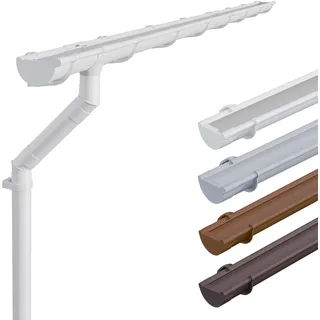 INEFA Dachrinnen-Set Kunststoff halbrund 6m, NW125 / 125mm Weiß | PVC-U Regenrinnenset mit Fallrohr und Montage-Zubehör für 1 Dachseite, Regenrinne für Gartenhaus & Carport