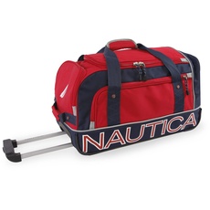 NAUTICA Submariner Reisetasche mit Rollen, 55,9 cm, Rot/Marineblau, Rot/Marineblau, Submariner Reisetasche mit Rollen, 55,9 cm