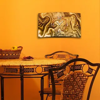 Abstrakt Digital Art gold Designer Wanduhr modernes Wanduhren Design leise kein ticken DIXTIME 3D-0259 - Braun