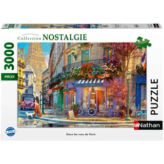 Nathan 3000-Teile-Puzzle – In den Straßen von Paris – Ab 14 Jahren – Höchste Qualität – Perfekte Passform – Nostalgie-Kollektion – 12001870