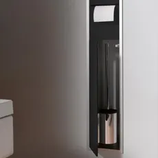 Emco asis module 150 WC-Modul-Unterputzmodell, Papierhalterbox, Toilettenbürstengarnitur, Farbe: aluminium/schwarz