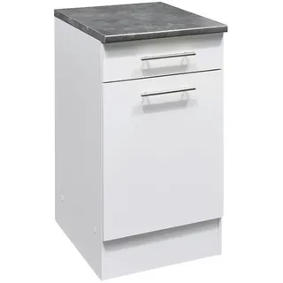 Mid.you Küchenunterschrank , Grau, Weiß , Metall , 1 Fächer , 1 Schublade(n) Schubladen , 50x90x60 cm , Küchen, Küchenmöbel, Küchenschränke, Küchenunterschränke