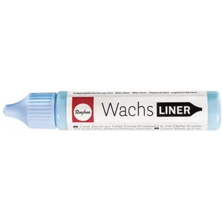Rayher 31500358 Wachs-Liner, hellblau, Flasche 30 ml, zum Kerzen bemalen, Wachsstift, Flüssigwachs zum Malen direkt aus der Flasche, Babyblau