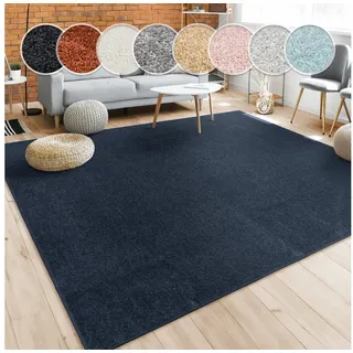 Paco Home - Teppich Wohnzimmer Kurzflor Schlafzimmer Modernes Einfarbiges Muster Dunkel Blau 80x150 cm