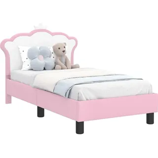 vidaXL Kinderbettgestell mit Kopfteil mit Kopfteil Rosa 70 x 140 cm PU - Rosa