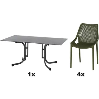 Siena Garden Urban Lights Set 5teilig District gastrotauglich olive mit Tisch Sola 160x90
