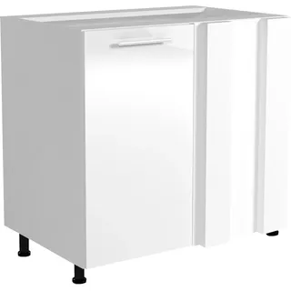 Halmar Untere Ecke Küchenschrank Vento DN-100/82 - Weiss weiss Hochglanz - Weiß