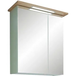 Xora Spiegelschrank , Eichefarben, Pastellgrün , Metall , 2 Fächer , 60x72x20 cm , Made in Germany , Badezimmer, Badmöbelsets & Badmöbelserien, Badmöbelserien