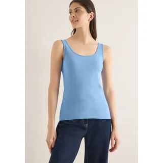 Shirttop CECIL "Style Linda", Damen, Gr. M (40), cloud blau, Jersey, Obermaterial: 100% Baumwolle, hüftbedeckend, Rundhals, Tops Shirttop, in Unifarbe