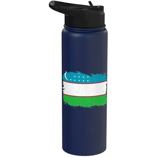 Usbekische Wurzeln, usbekischer Stolz, Vintage-Karte, usbekische Flagge Stainless Steel Insulated Water Bottle