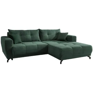 Mid.you Ecksofa , Dunkelgrün , Metall , Füllung: Schaumstoff,Schaumstoff,Schaumstoff , Ottomane rechts, L-Form , 246x177 cm , seitenverkehrt erhältlich, Rücken echt, Armteil links, Armteil rechts, elektrischer Sitzvorzug , Wohnzimmer, Sofas & Couches, Wohnlandschaften, Ecksofas
