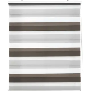 Decorblind Doppellagiges Rollo für Nacht und Tag, Montage an Wand oder Decke, Maße: Breite 160 x Länge 180 cm, Maße Stoff: 157 x 175 cm, dreifarbig, Braun, Grau, Weiß, Fensterrollo