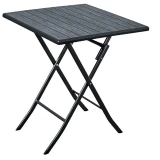 Gardenia Klapptisch für den Garten, Terrasse, Balkon aus Metall, Holzoptik, Anthrazit, 62 x 62 cm