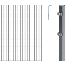 Bild Alberts Doppelstabmattenzaun als 10 tlg. Zaun-Komplettset | verschiedene Längen und Höhen | kunststoffbeschichtet, anthrazit | Höhe 180 cm Länge 8 m