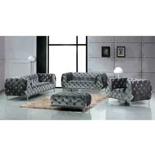 Designer Luxus Wohnlandschaft Chesterfield Polster Sofa Sitz Couch Garnitur Neu - Grau