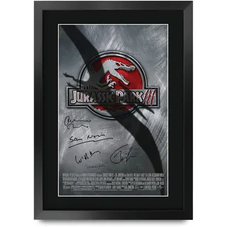 HWC Trading FR A3 Jurassic Park 3 Geschenke, gedrucktes Poster, signiertes Autogrammbild für Film-Erinnerungsstücke, A3, gerahmt