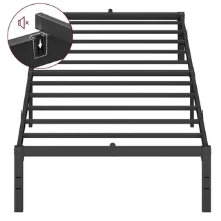 Metallbett - Bettgestell 90x200 cm - Einzelbett - Stauraum unter dem Bett - Modernes Design - Einfache Montage - Schwarz - Schwarz