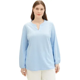 Tom Tailor Vertical Stripe, Plus Bluse - Blue White Thin Stripe - 50