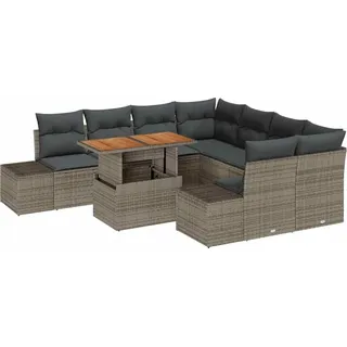 vidaXL Gartensofa-set 9 Stk. Grau und Braun - Grau