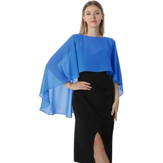 Hotshawl Capelets für Damen, Chiffon-Umhang-Schals und Wraps für Abendkleid, Hochzeitsumhänge, blau, Einheitsgröße