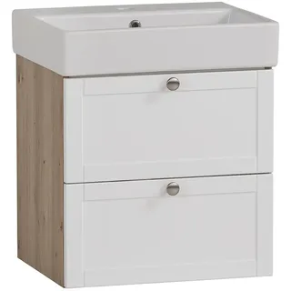 Schildmeyer Waschtisch Jesper 155986, Artisan Eiche/weiß matt, 50 x 40 x 57 cm
