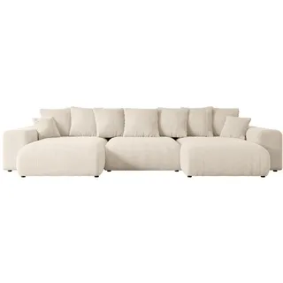 altdecor Wohnlandschaft Eskar-U -364x176x84cm Beige - Textil , 364x84x176 cm , Wohnzimmer, Sofas & Couches, Wohnlandschaften, Wohnlandschaften in U-Form universal, links/rechts angeordnet Schlafcouch Ausziehbar