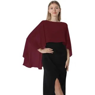Hotshawl Capelets für Frauen Chiffon Cape Schals und Wraps für Abendkleid Hochzeit Umhänge Cover Up, Burgunder, Einheitsgröße