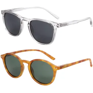 ZENOTTIC 2 Paare Polarisierte Sonnenbrille Damen Herren Retro Vintage Runde Quadratische Unisex UV400 Schutz