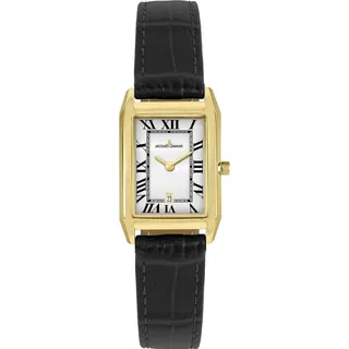 Jacques Lemans Damen-Uhr Quarz Rechteckig Schwarz/Goldfarben
