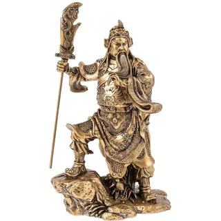 Lachineuse – Statuette des chinesischen Gottes Guangong – Feng Shui des Reichtums und des Schutzes – Harz – Farbe Gold – 22 x 13 x 10 cm – Heimdekoration, Büro – Geschenkidee China Asien