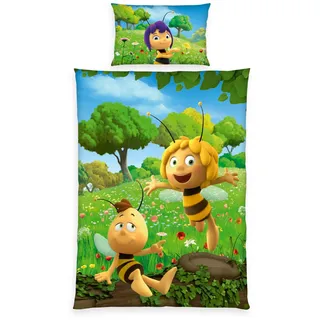 Herding BIENE MAJA Kleinkinder-Bettwäsche-Set, Wendemotiv, Bettbezug 100 x 135 cm, Kopfkissenbezug 40 x 60 cm, Baumwolle/Renforcé
