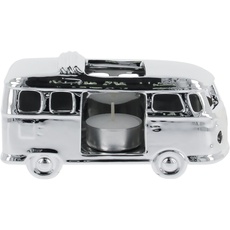 Bild VW Collection - Volkswagen T1 Bulli Bus Teelicht-Kerzen-Halter Tischdeko aus Keramik 1:28 (Classic Bus/Silber)