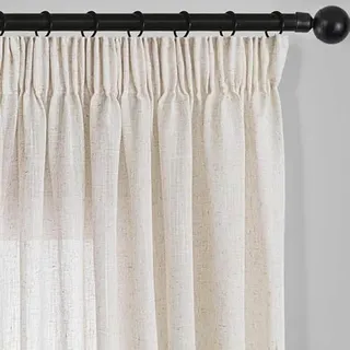 Leinenvorhang mit Kräuselband Extra Breit Beige-Vorhänge 300x225 cm 1PC für Raumteiler Balkontür Wohnzimmer Modern Landhaus Schrank Schlafzimmer Halbtransparent Lichtdurchlässig Gardine Boho Deko