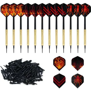 Cheerhom 12 Stück Dartpfeile mit kunststoffspitze, Soft Darts Pfeile Set, für Elektronische Dartscheibe, Dartpfeile, Profi Softdarts Dartpfeil, 100 Kunststoff Dartspitzen Zum Austauschen