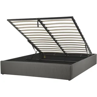 Beliani Polsterbett 160/200cm Dunkelgrau Dinan , Textil , 160x200 cm , Schlafzimmer, Betten, Polsterbetten