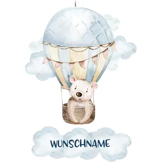 GRAZDesign Wandtattoo Heißluftballon Kinderzimmer, Babyzimmer, mit Namen personalisiert, Deko für Jungen und Mädchen - 43x30cm