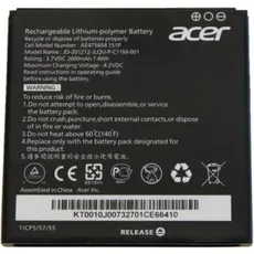 Acer Batterie - Li-Pol - 2000 mAh - für Liquid (1 Stk., Gerätespezifisch, 2000 mAh), Batterien + Akkus