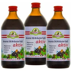 Aronia 36 Kräuter Saft aktiv mit Magnesium - 3er Pack - 3 Flaschen a 0,5 Ltr.