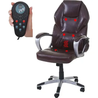 Massage-Bürostuhl HWC-A69, Drehstuhl Chefsessel, Heizfunktion Massagefunktion Kunstleder bordeaux - Rot